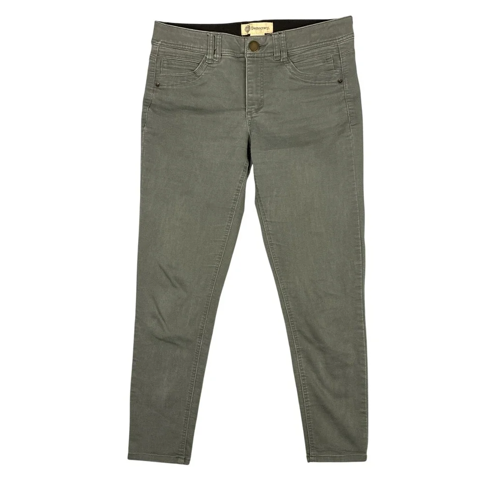 Democracy Ab Solution Skinny Twill Ankle Pants Womens 8 Olive Green Slimming‎